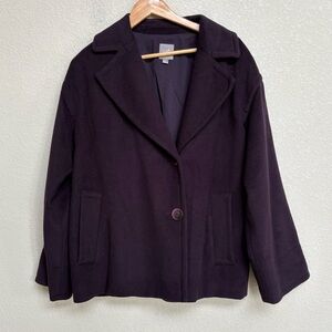 J.Jill Women’s Wool Blend Eggplant Purple Pea Coat Jacket Size Medium